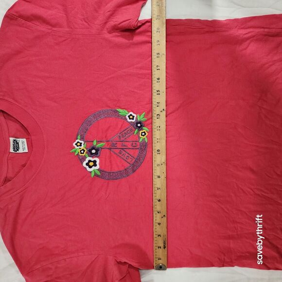 Vintage Rainforest Cafe Downtown Disney T Shirt Size XL Embroidered Peace Floral - Picture 9 of 11